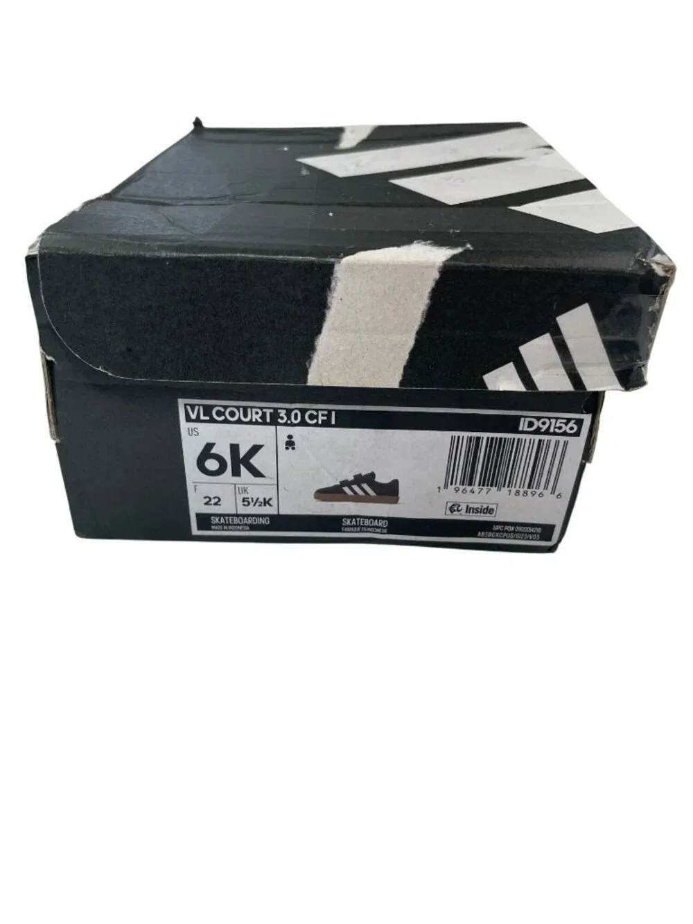 Adidas VL Court 3.0 CF I  Black White Velcro Sneakers Kid's Size 6K NWB - Picture 11 of 11
